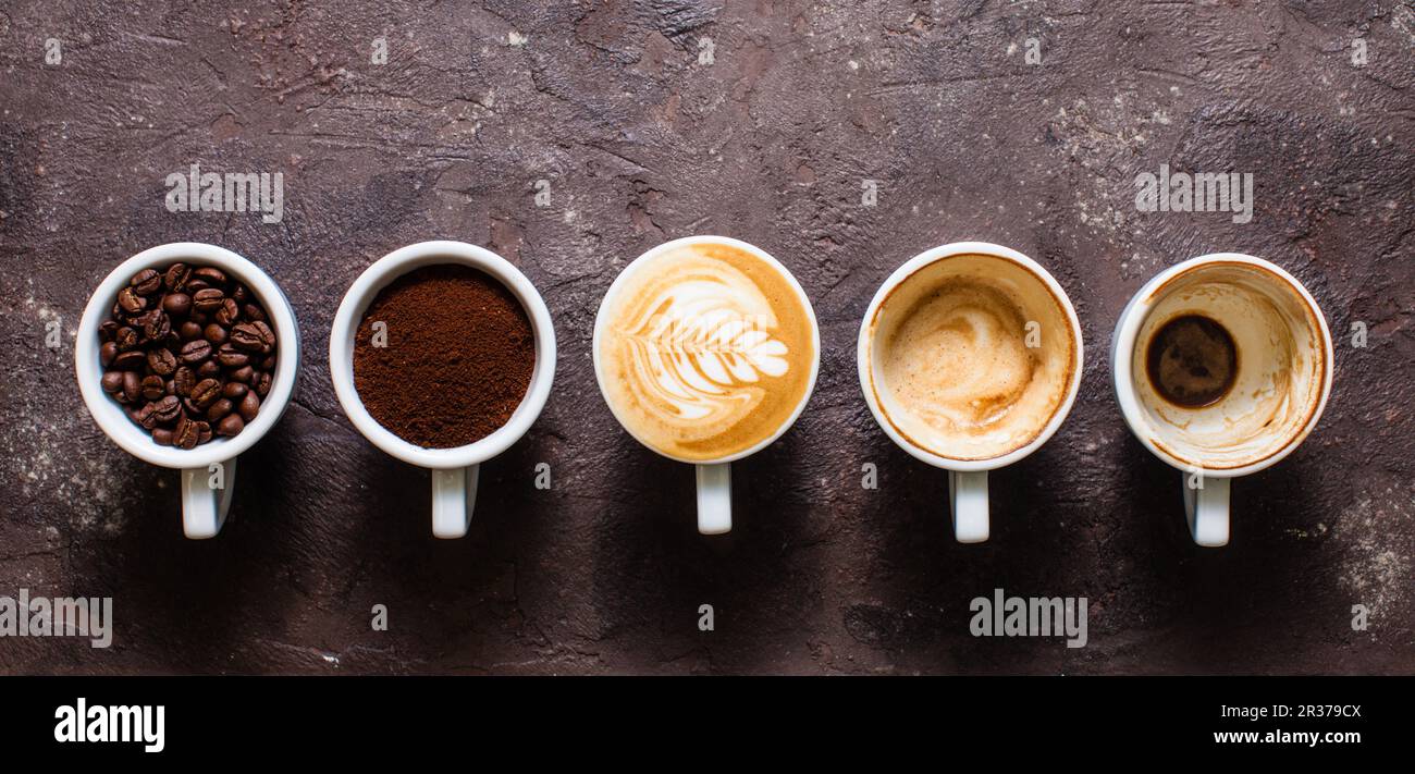 Stages of preparing cappuccino Stock Photo - Alamy