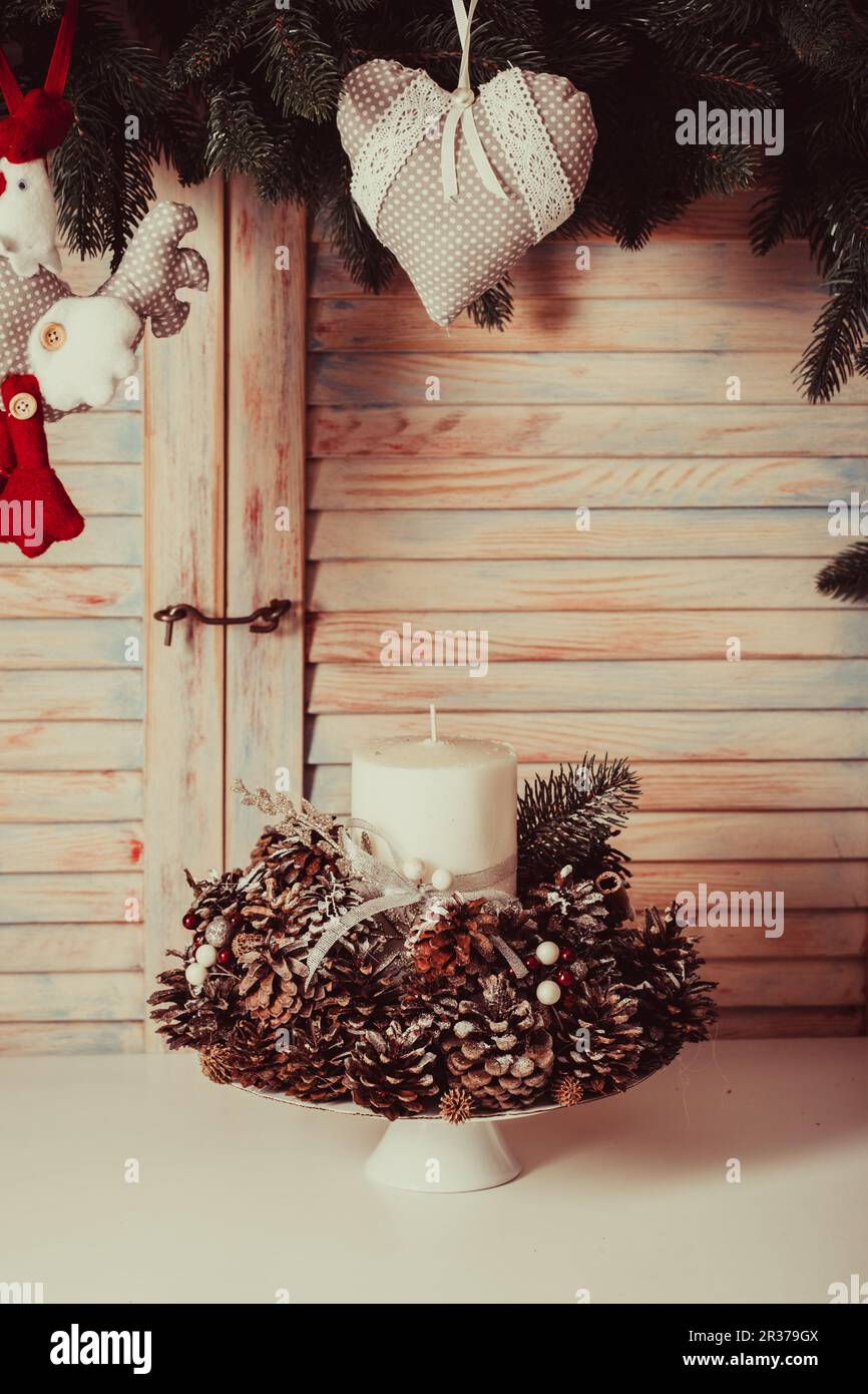 Christmas cones candlestick Stock Photo Alamy