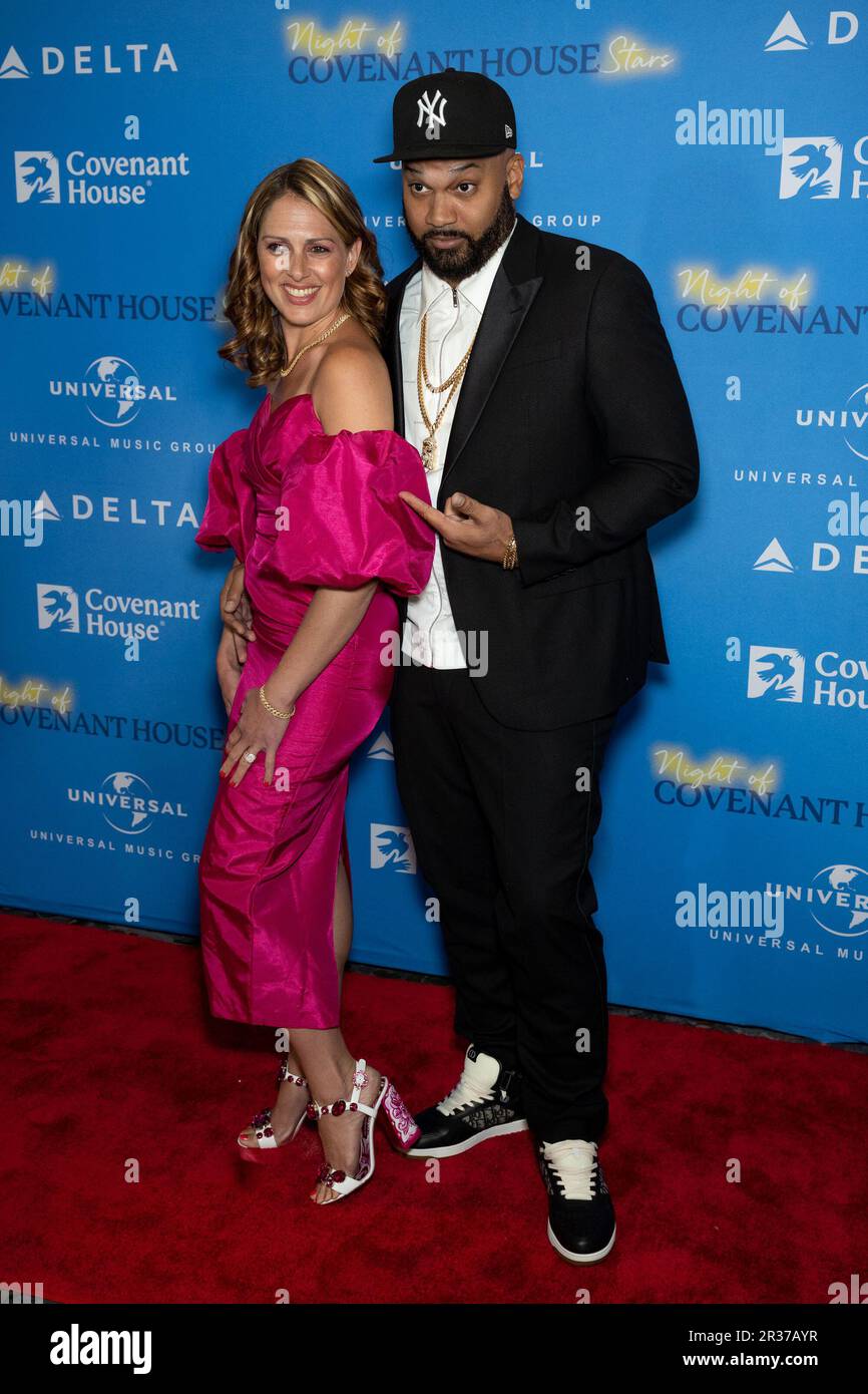 New York, USA. 22nd May, 2023. Heather Martinez and Joel Martinez aka The Kid Mero arrive on the red carpet for the Night of Covenant House Stars Gala at The Rooftop Pavilion and Terrace at the Javits Center in New York, New York, on May 22, 2023. (Photo by Gabriele Holtermann/Sipa USA) Credit: Sipa USA/Alamy Live News Stock Photo