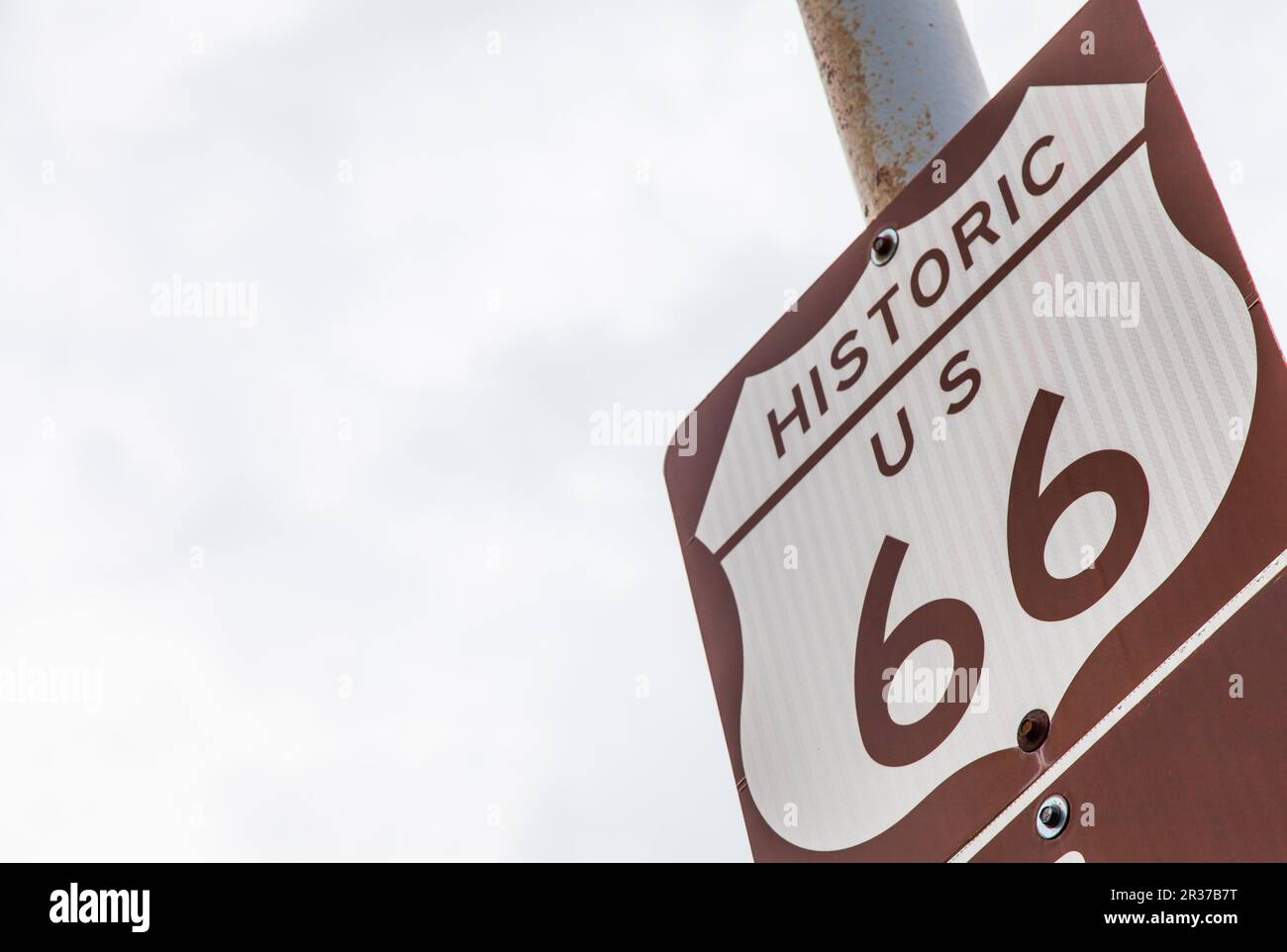 Famous streetsight of Route 66 with copyspace Stock Photo