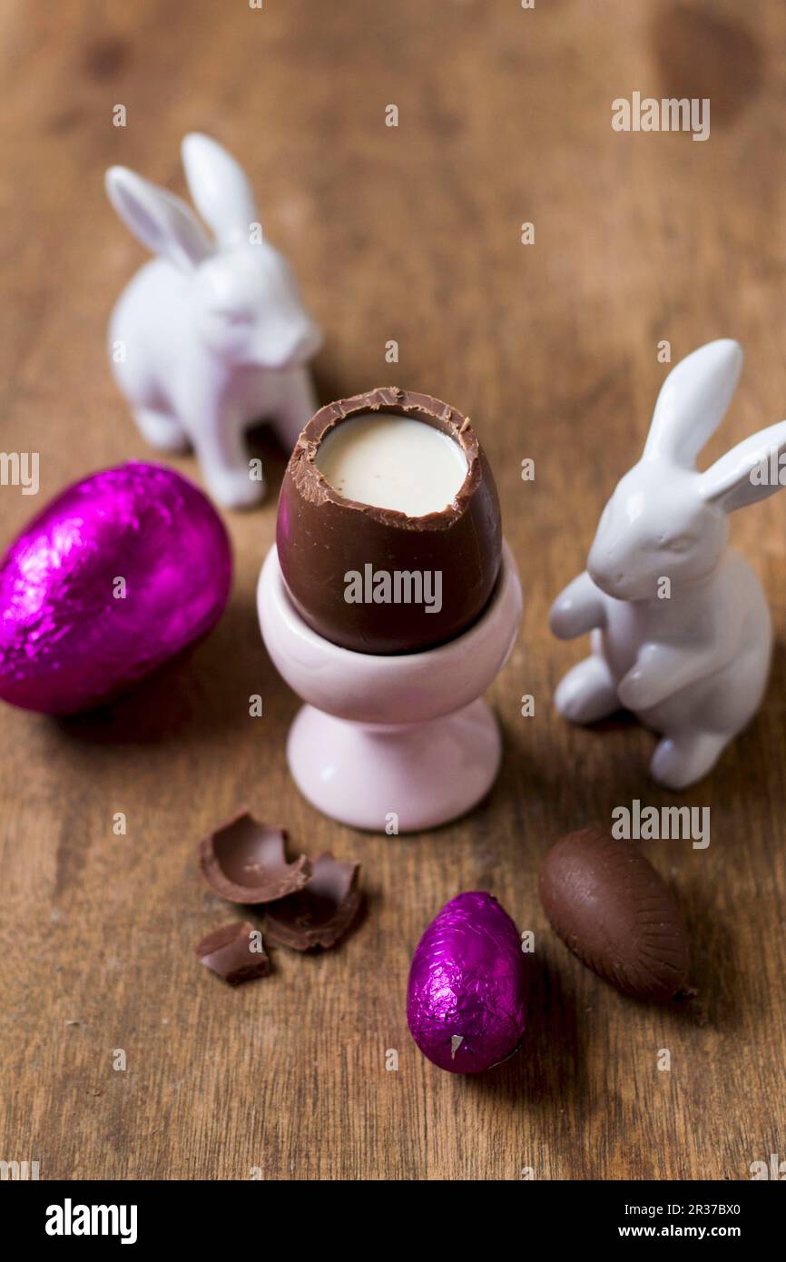 A chocolate egg filled with liqueur Stock Photo Alamy