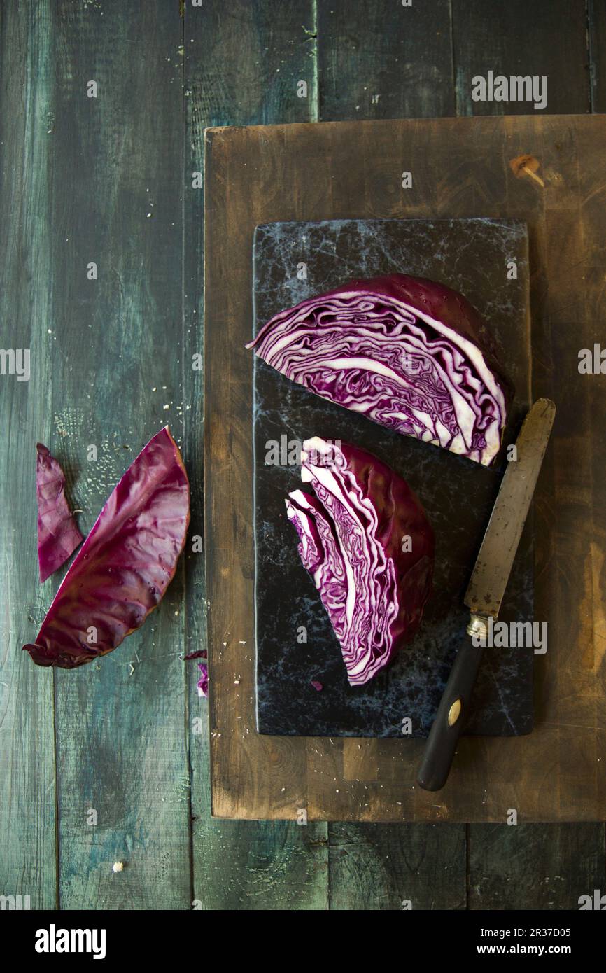 Overhead chopped red cabbage hi-res stock photography and images - Alamy
