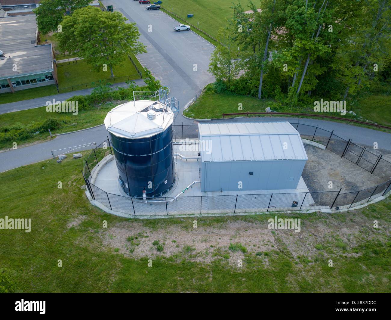 Photo of a blue steel, metal, industrial water tank, industries ...
