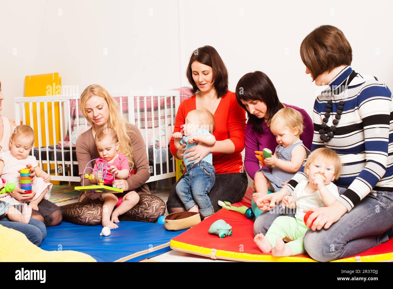 Group of mothers with their babies Stock Photo Alamy
