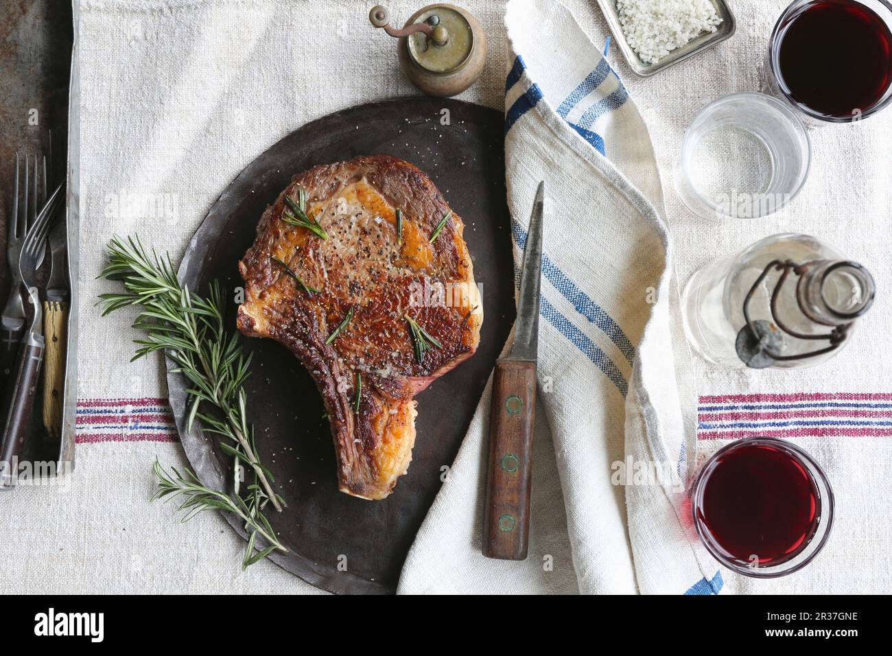 Porterhouse Steak with Rosemary and Red wine Stock Photo Alamy