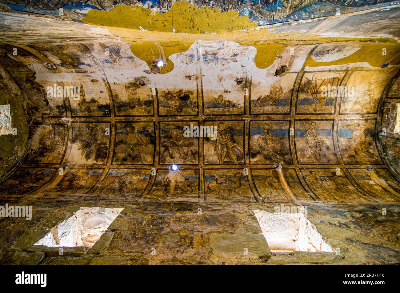 Paintings in fortress of Quasayr Amra, Jordan Stock Photo