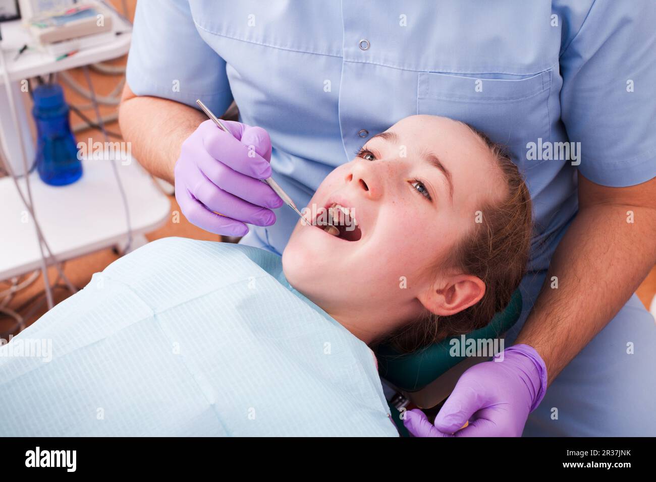 Dentist examines the teeth Stock Photo