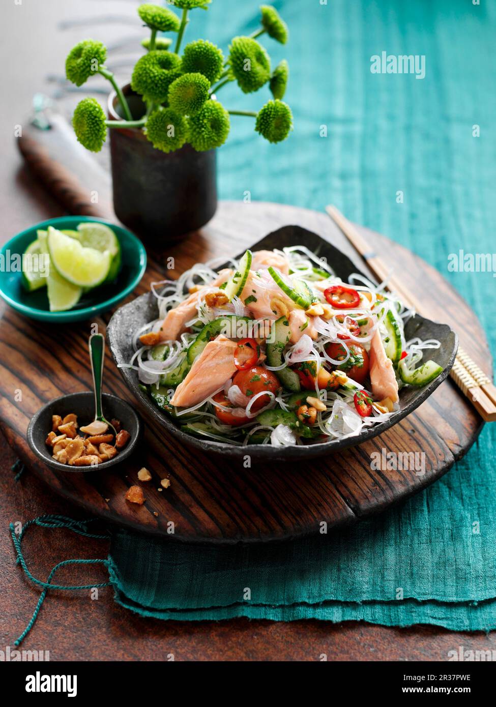 Glass noodles with salmon (Thailand) Stock Photo