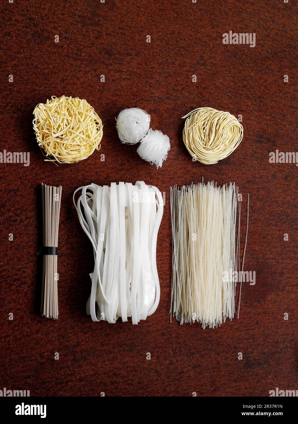 Various types of noodle from Asia (seen from above) Stock Photo
