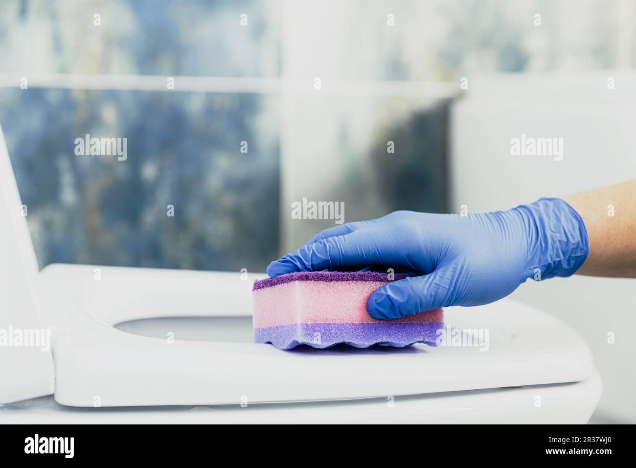 blue washing up dish with cleaning tools and detergents as degreaser and a  brush with wipes Stock Photo - Alamy