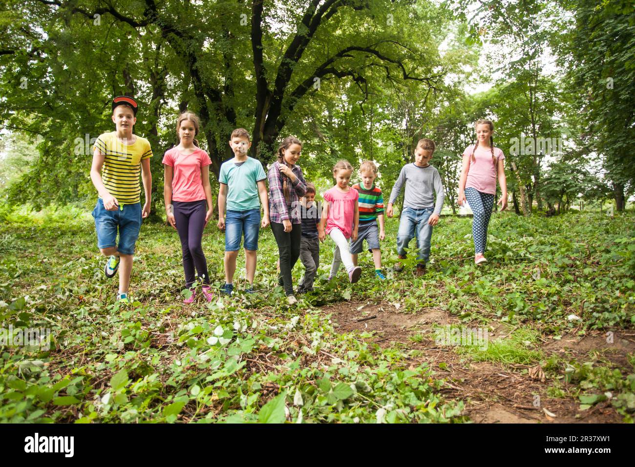 Fun time for children in summer camp Stock Photo