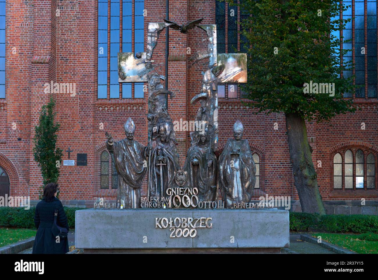 Monument, St. Mary's Church, Kolberg, Poland Stock Photo