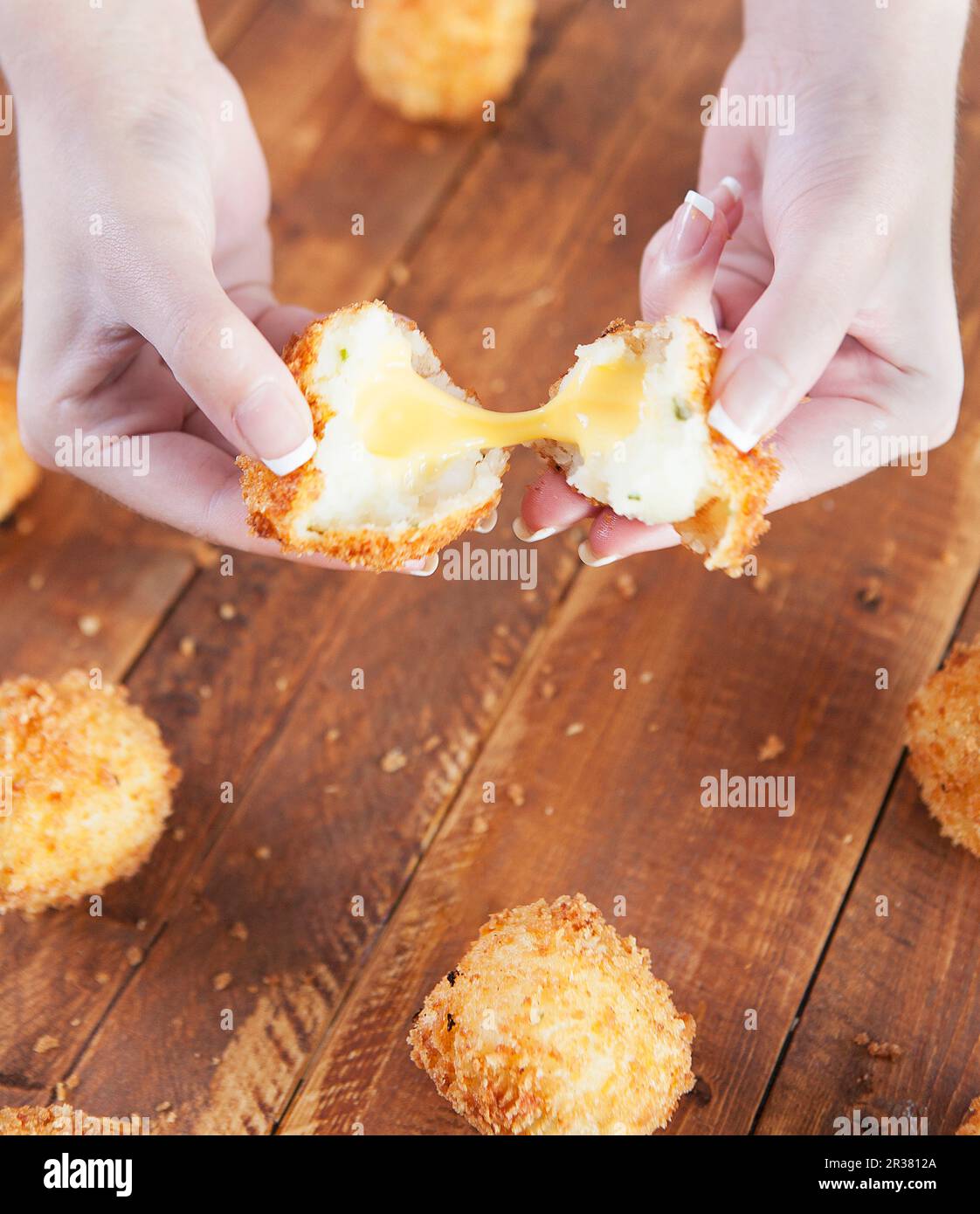 Cheese Balls with French Fries and Sauce Stock Image - Image of tasty,  snack: 180112499