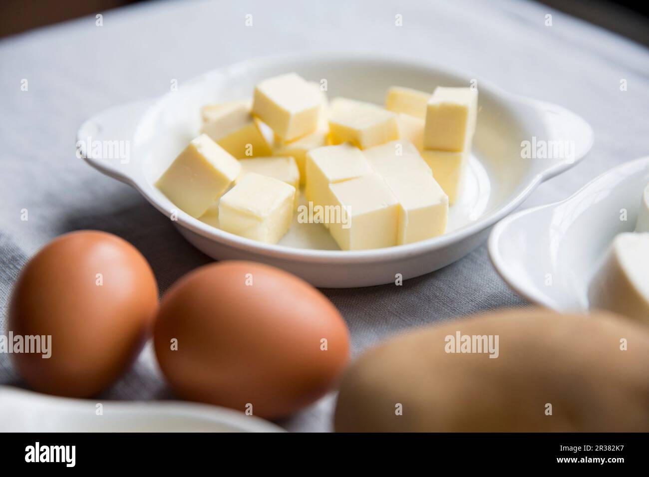 Butter and eggs Stock Photo Alamy