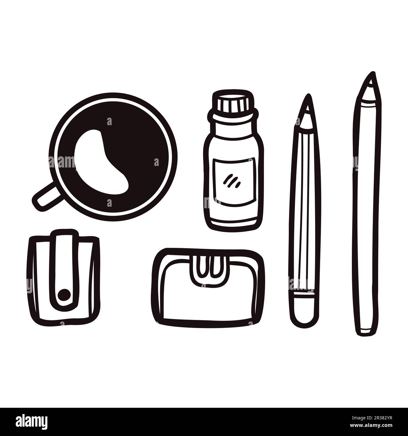 Hand Drawn stationery in flat lay style isolated on background Stock Vector Image & Art Alamy