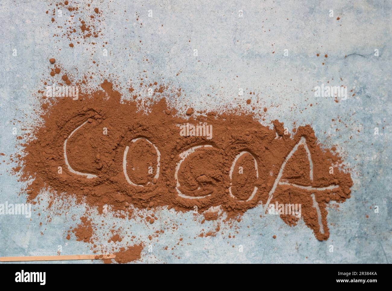 The word 'Cocoa' written in cocoa powder Stock Photo Alamy