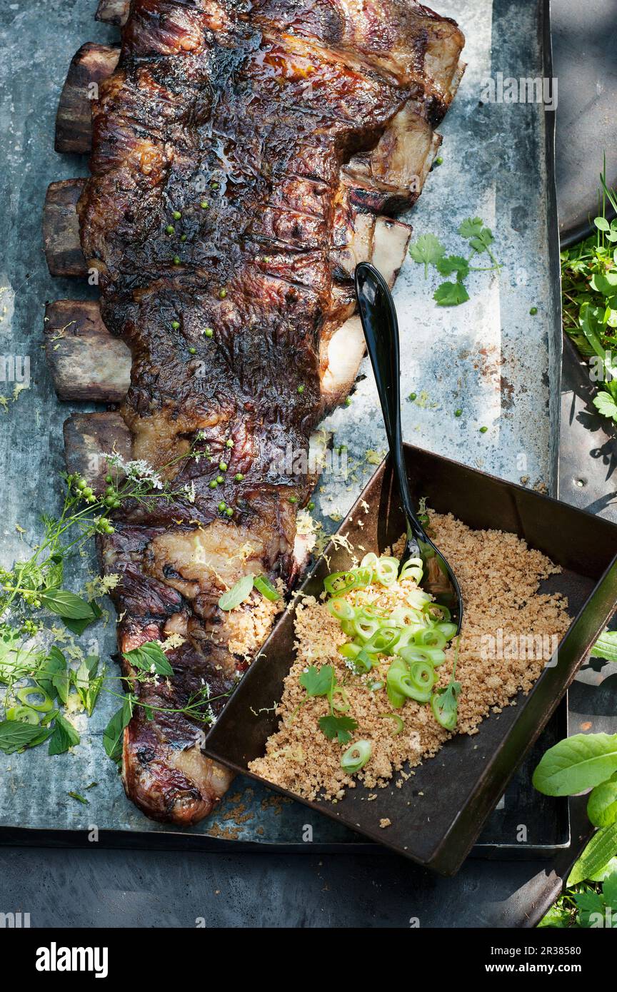 Grilled churrasco ribs with Farofa (Brazil Stock Photo - Alamy