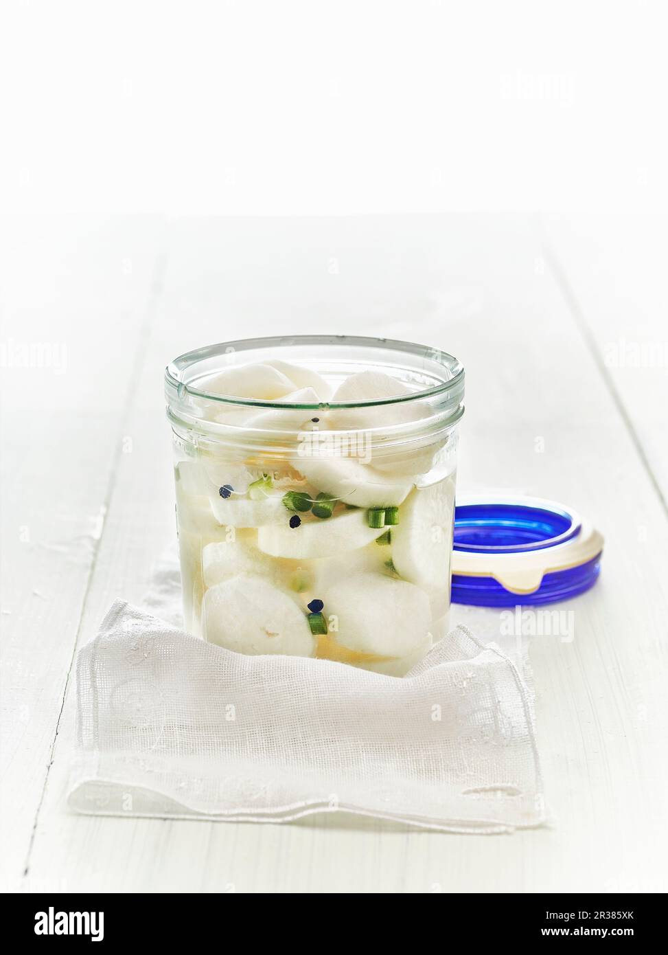 Lacto fermented daikon radishes in a mason jar Stock Photo Alamy