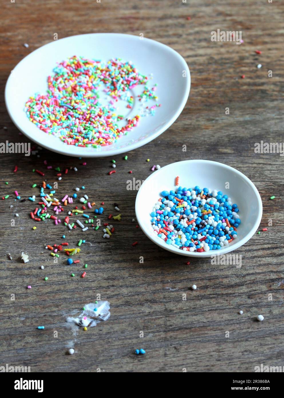Colourful sugar beads and sprinkles for decorating cakes Stock Photo