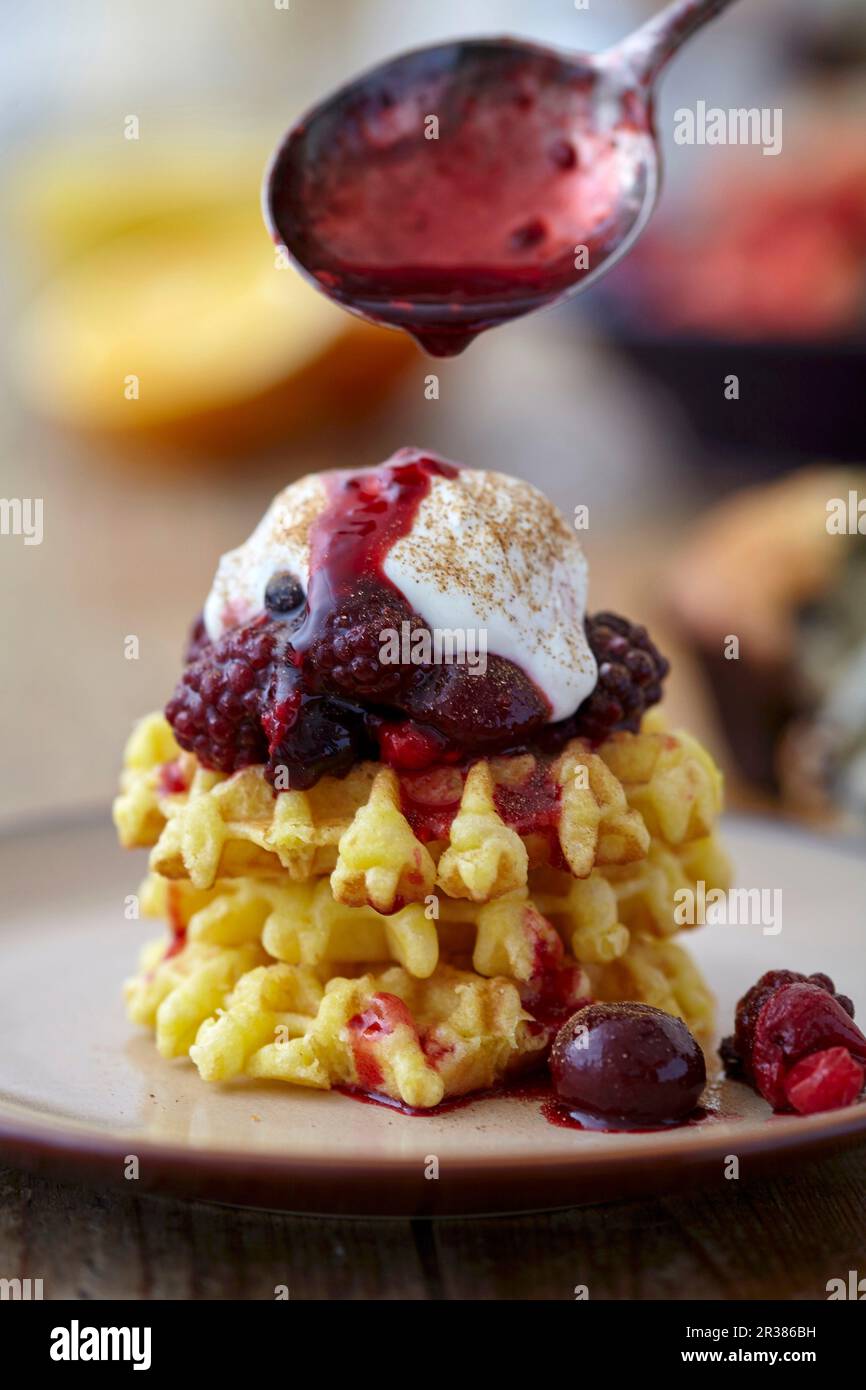 Berry compote with yoghurt hires stock photography and images Alamy