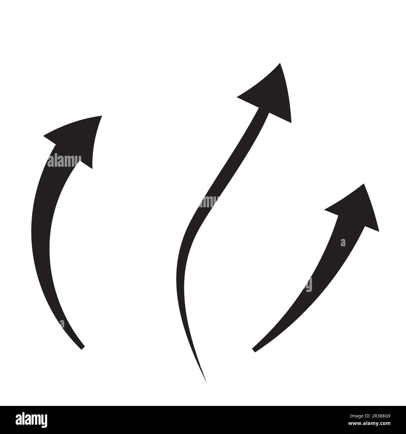 Arrow symbol set of doodle or sketch outline of circle, curve, swipe up ...