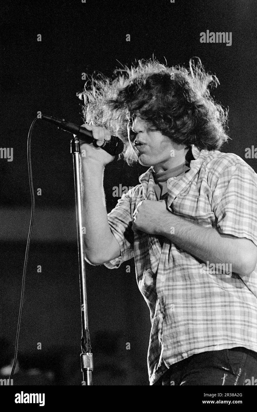 Eddie Vedder performing with Pearl Jam in Berkley, California in 1989