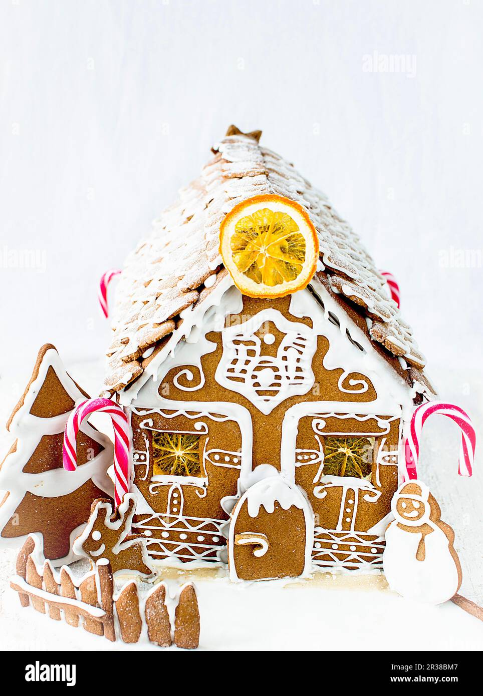 A gingerbread house with candy canes Stock Photo Alamy