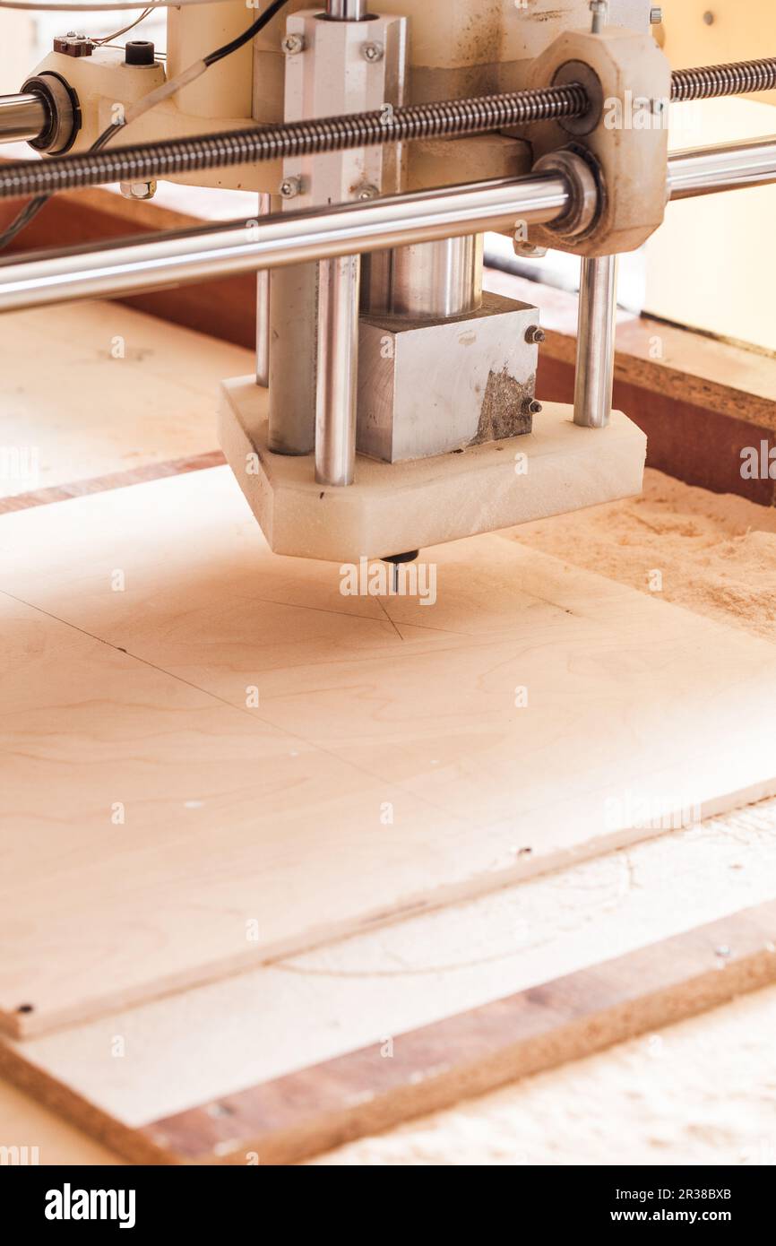 Machine working milling cutter wood Stock Photo