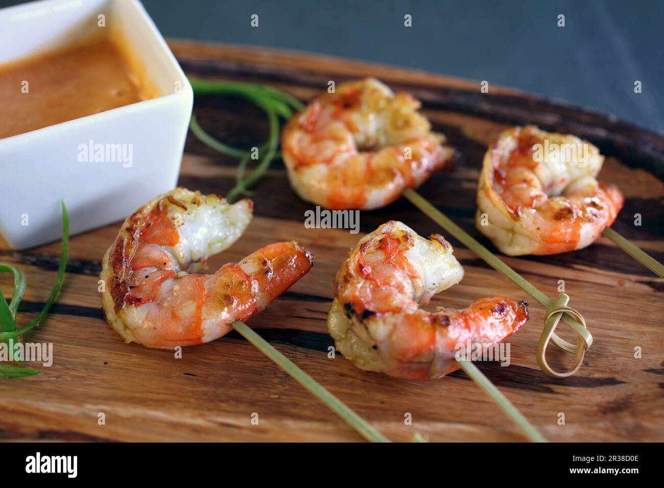 Grilled shrimp with satay dipping sauce Stock Photo Alamy