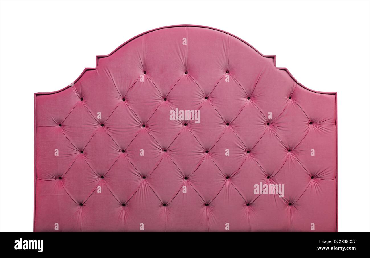 Pink velvet bed headboard isolated on white Stock Photo Alamy