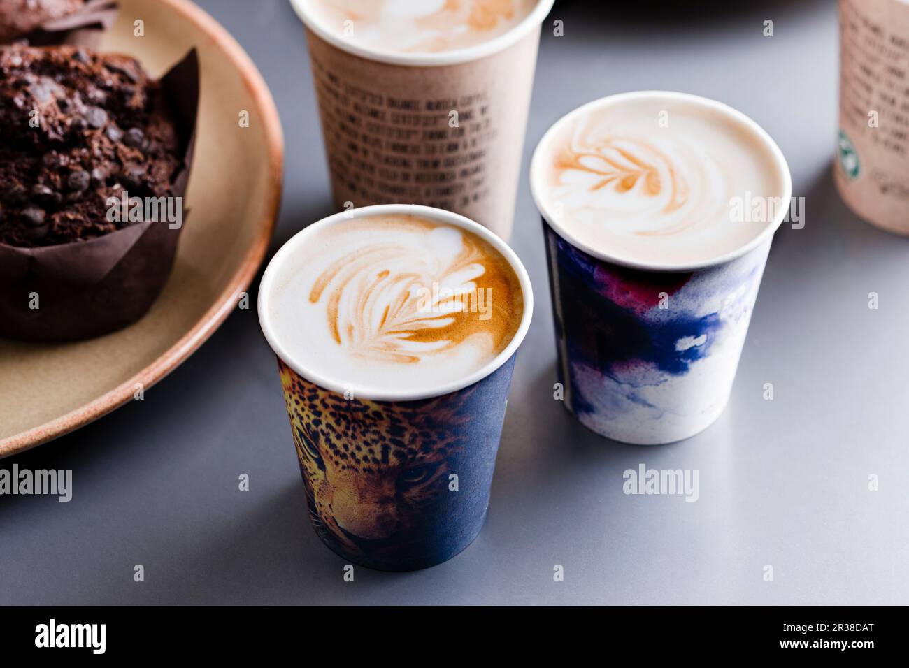Flat whites in two paper cups (Australia Stock Photo - Alamy
