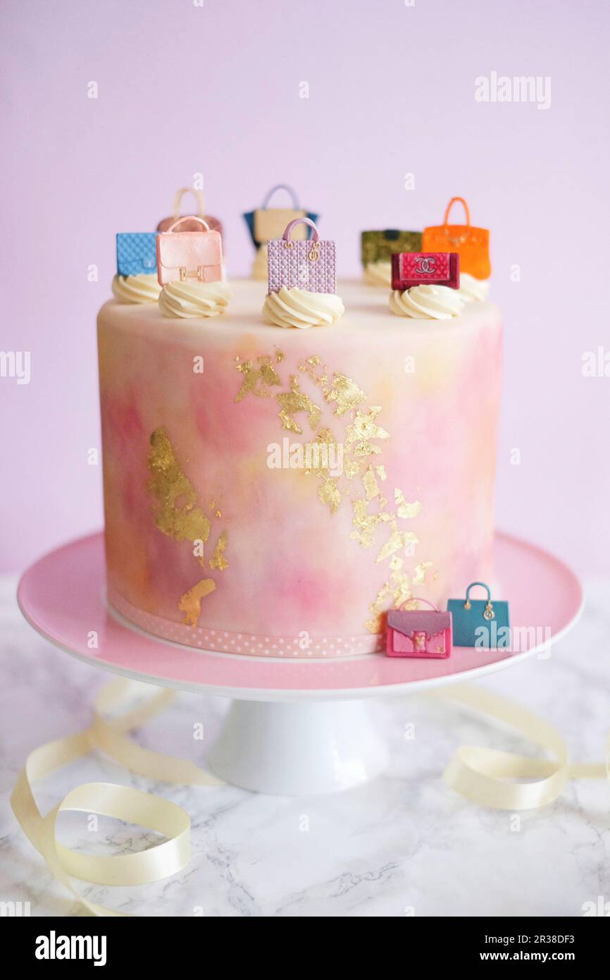 Louis Vuitton Handbag Rainbow Cake With Edible Iphone And Money