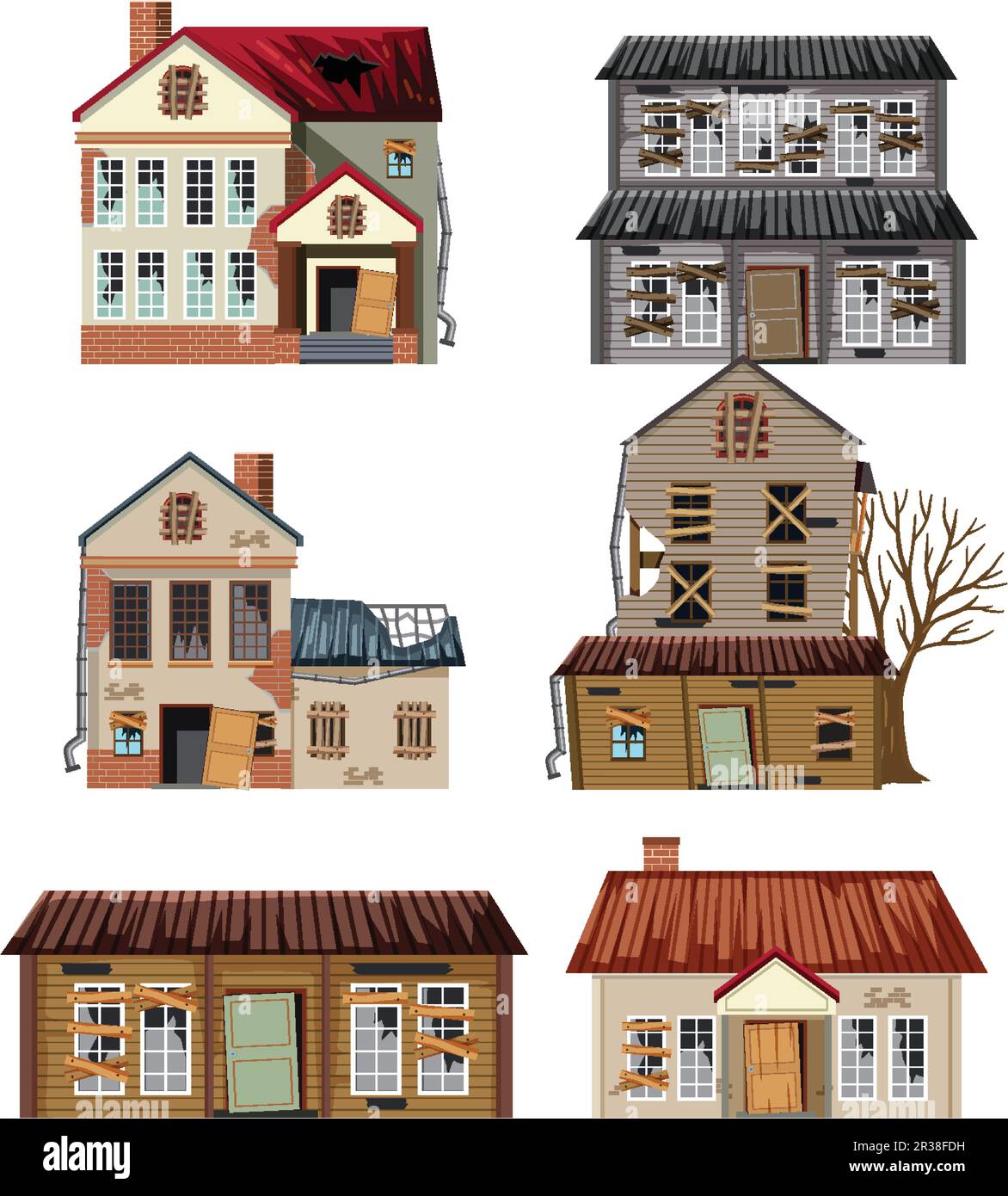 Set of old abandoned house illustration Stock Vector Image & Art - Alamy