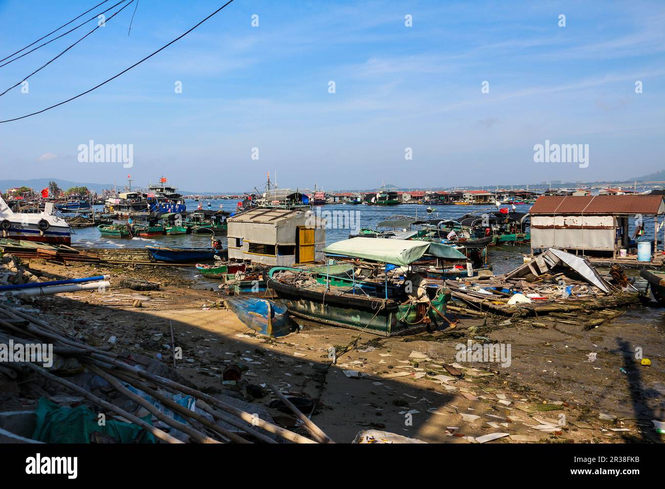 Lingshui floating fishing village Stock Photo