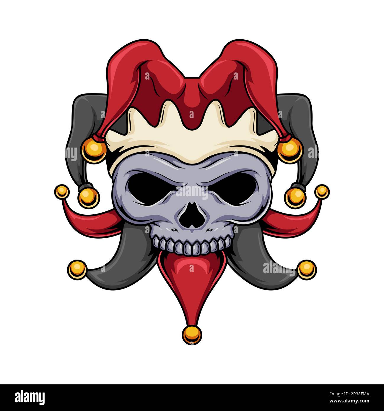 Illustration of jester human skull mascot character wearing hat Stock ...