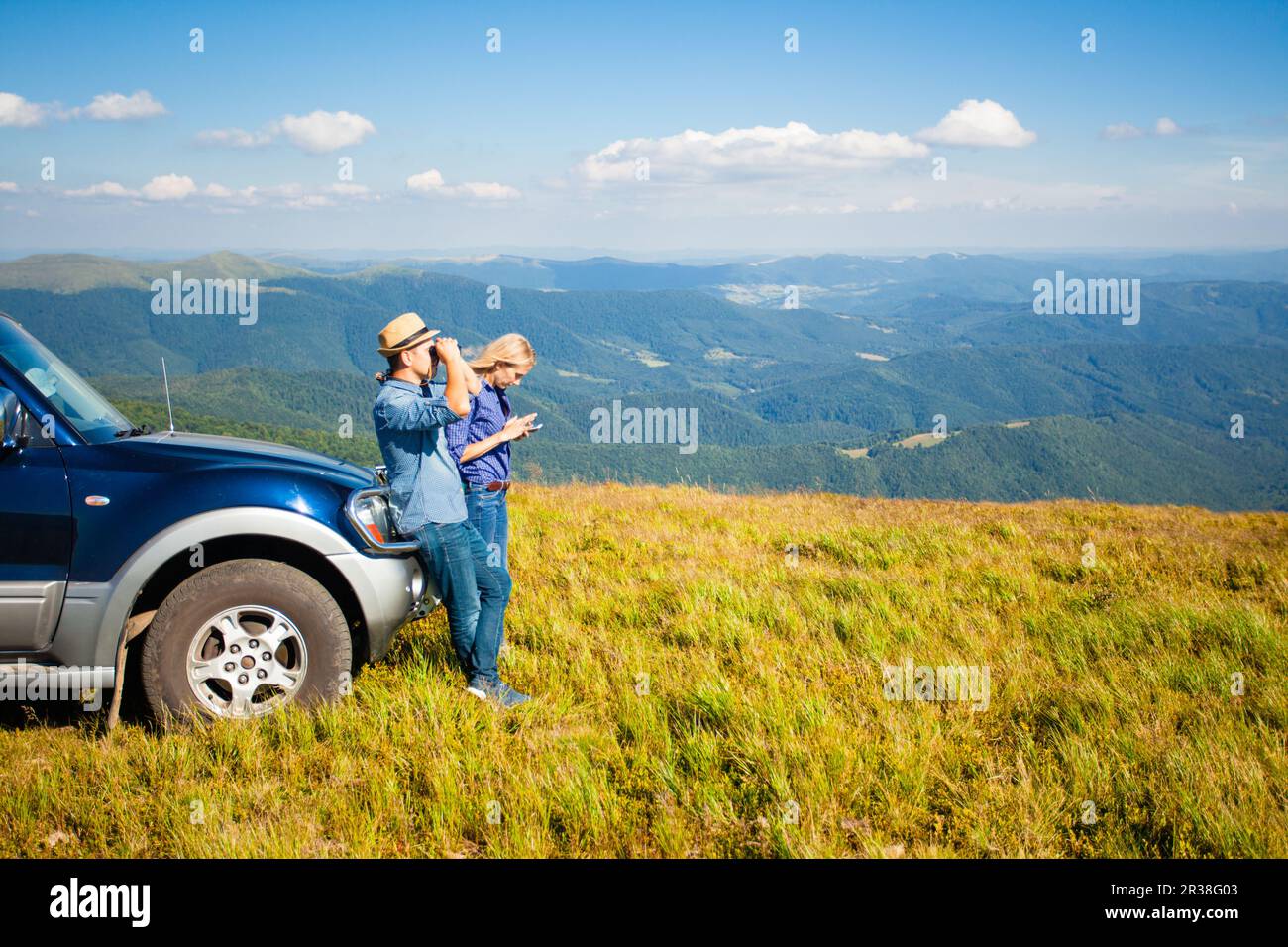 The tourists are navigating Stock Photo
