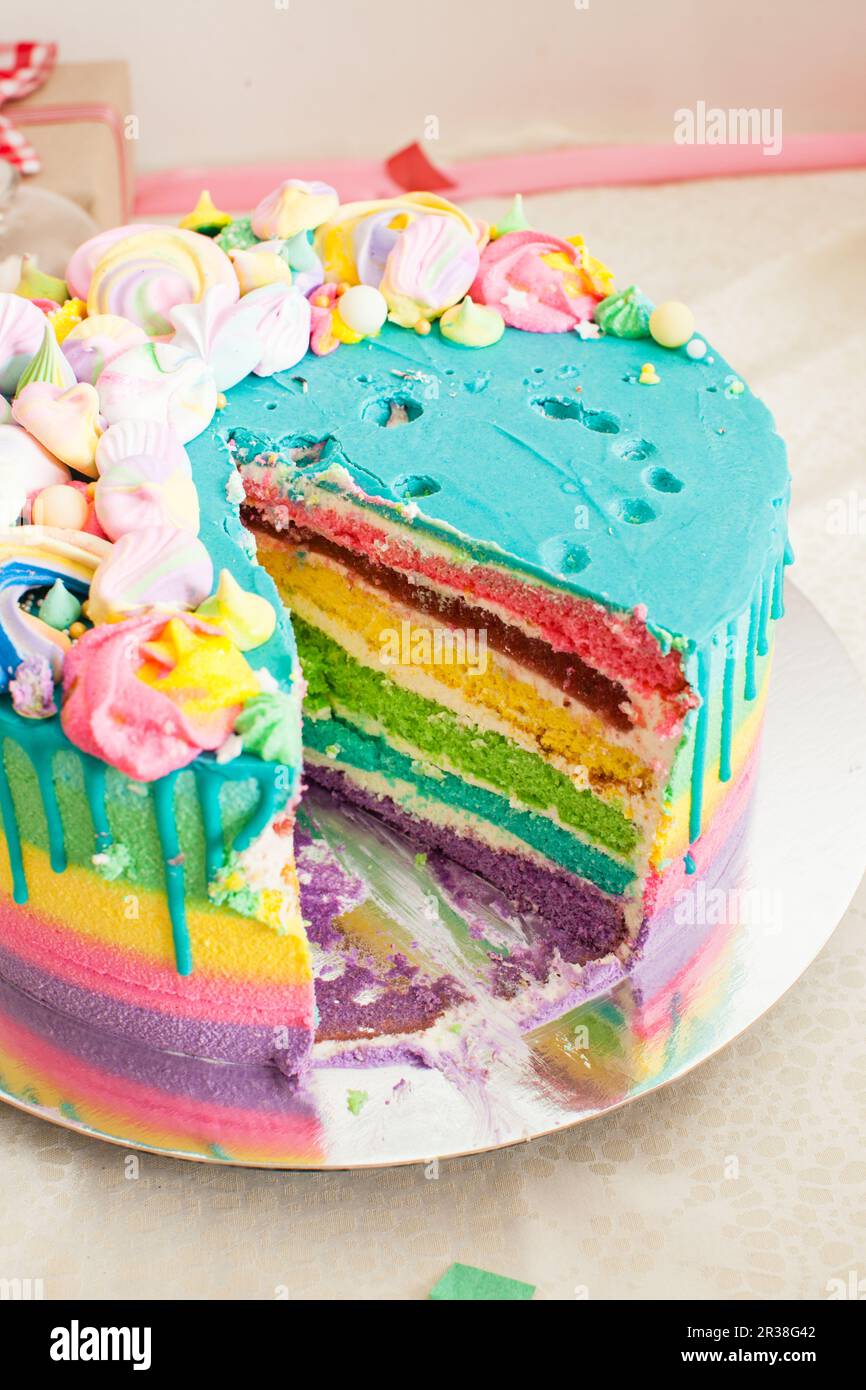 Amazing colorful birthday cake Stock Photo