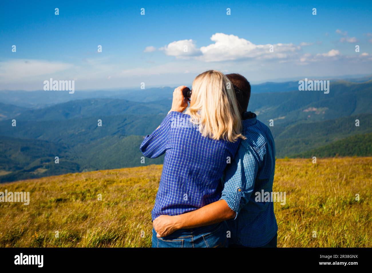 Honeymoon in the Carpathian mountains Stock Photo