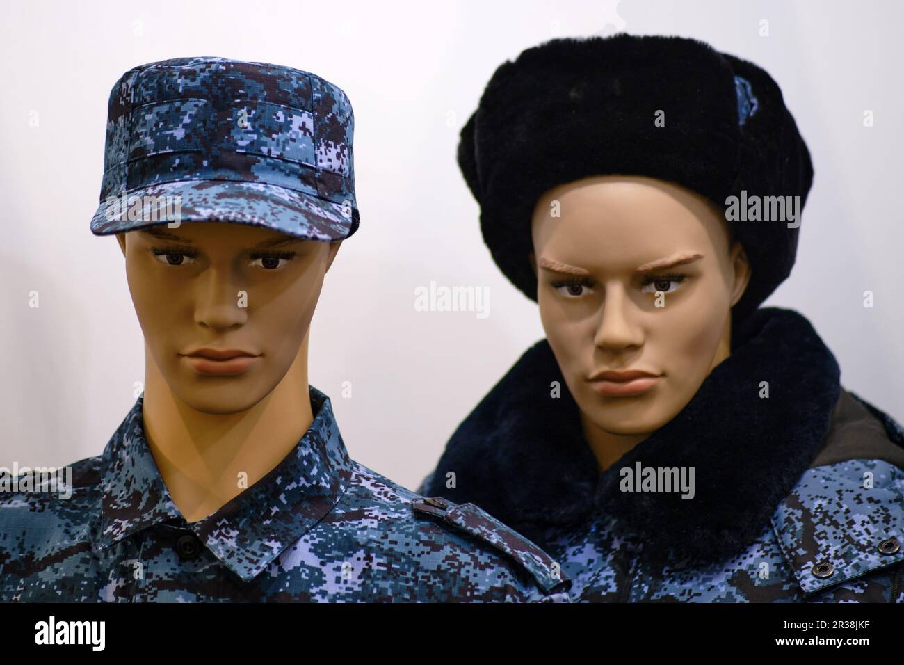 Military uniform on a mannequin as a sample for sale in a store. An
