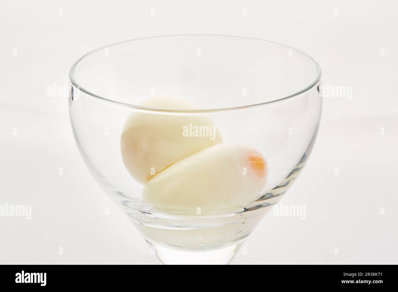 Soft-boiled eggs in a glass Stock Photo