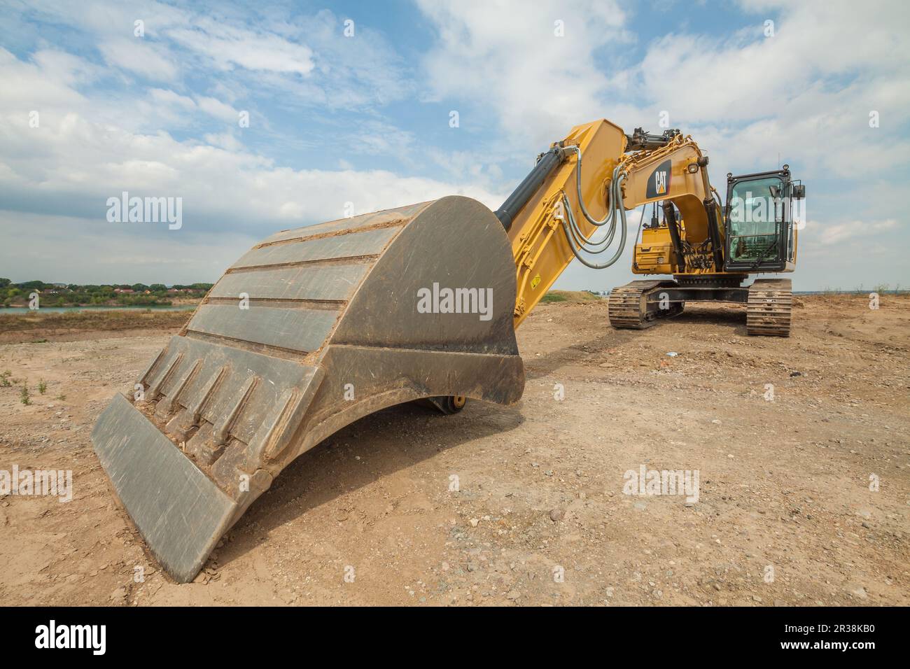Crawler excavators in opencast mining Stock Photo