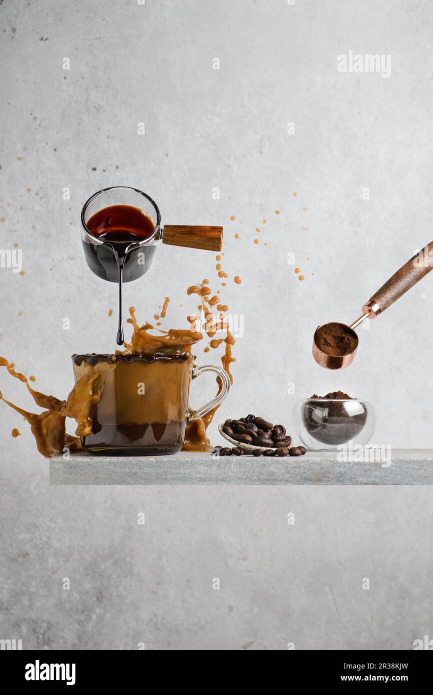 mocha coffee with chocolate and splash Stock Photo