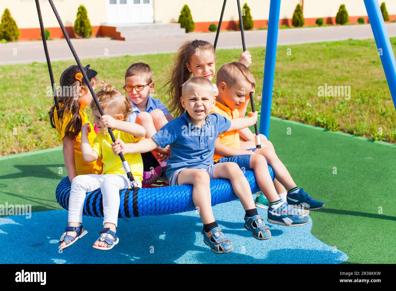 Siblings in the park in the summer outdoors Stock Photo