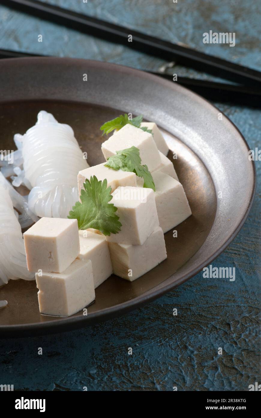 Tofu with noodles Stock Photo