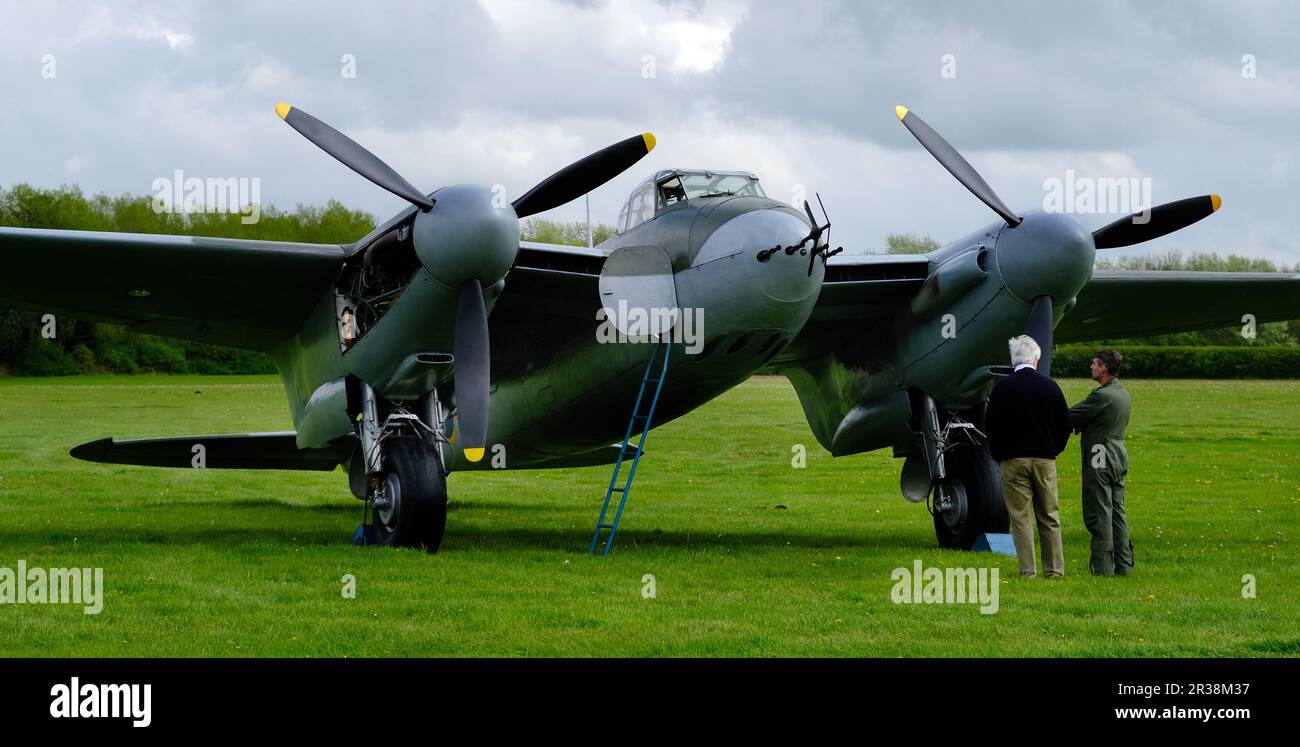 The de Havilland DH.98 Mosquito is a British twin-engined, shoulder-winged, multirole combat aircraft, introduced during the Second World War. Stock Photo