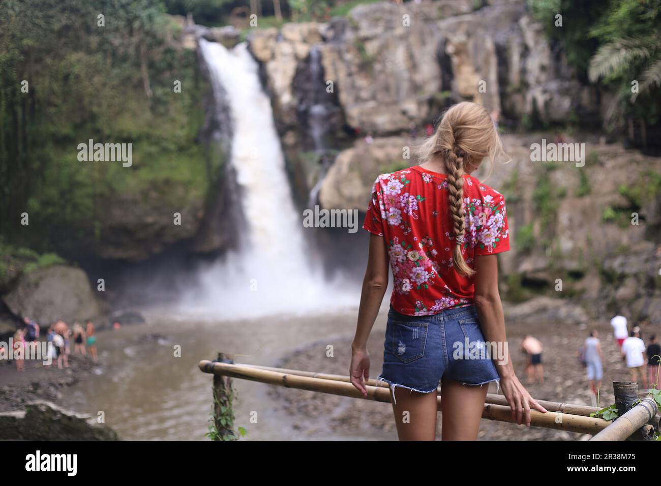 High waterfall in the jungle of indonesia, bali, island, trip Photo ...