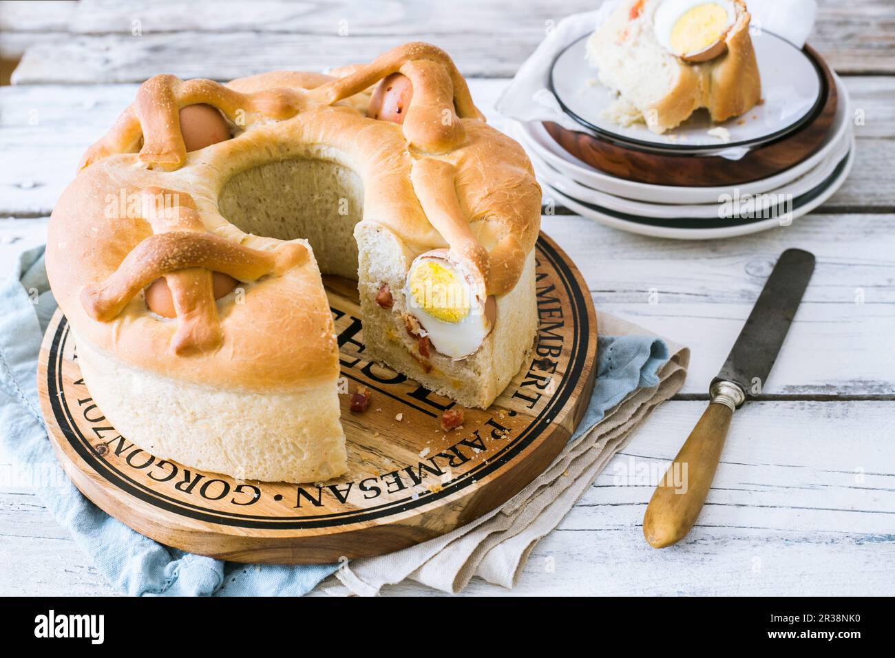 Casatiello (Easter bread from Naples, Italy) Stock Photo