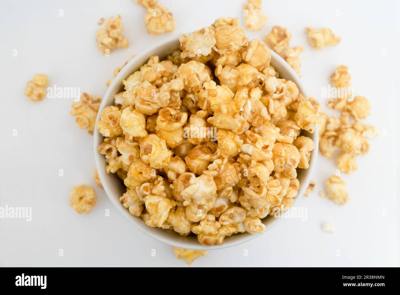 Popcorn in a white bowl Stock Photo