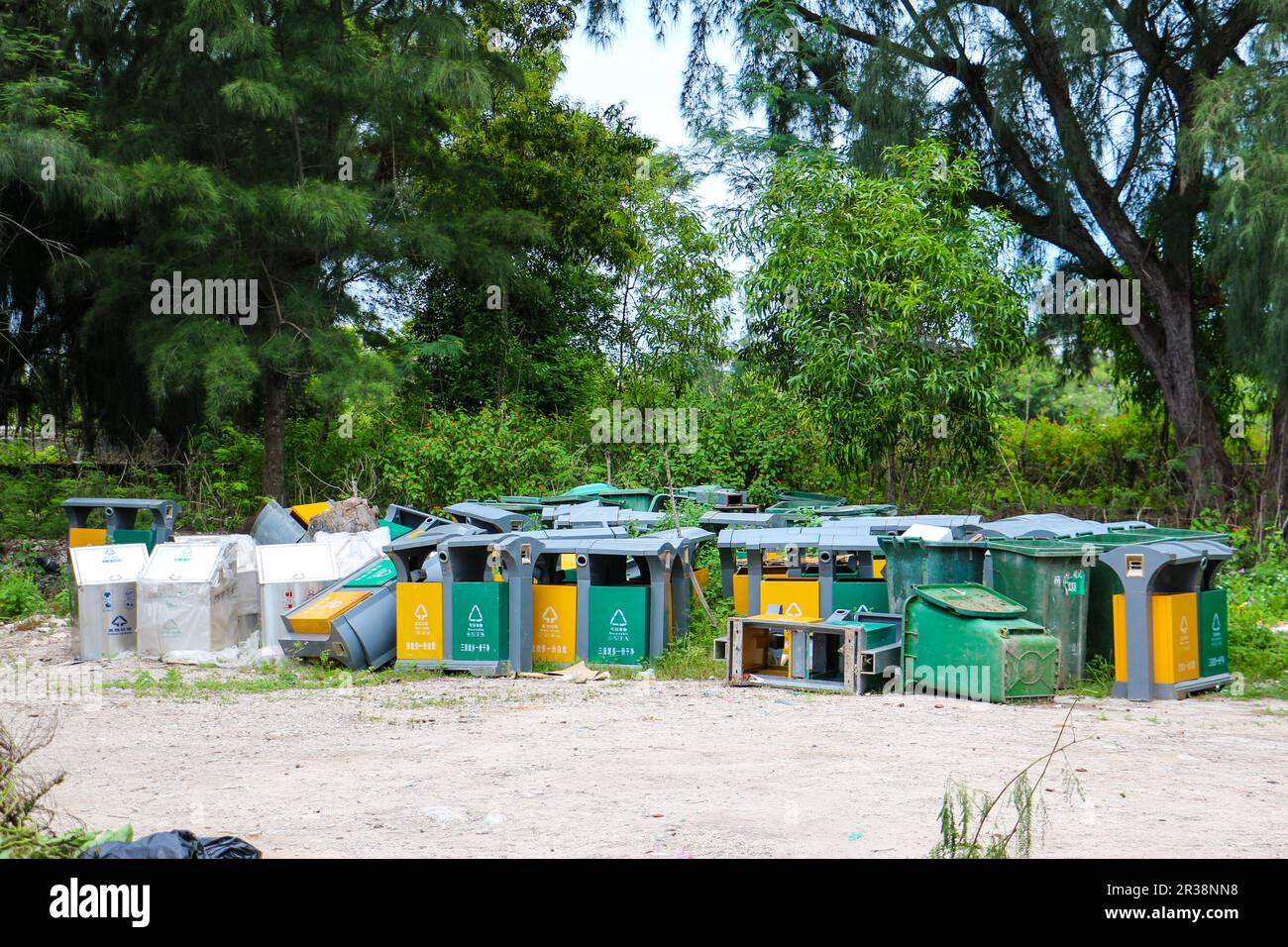 Abandoned trashcans Stock Photo