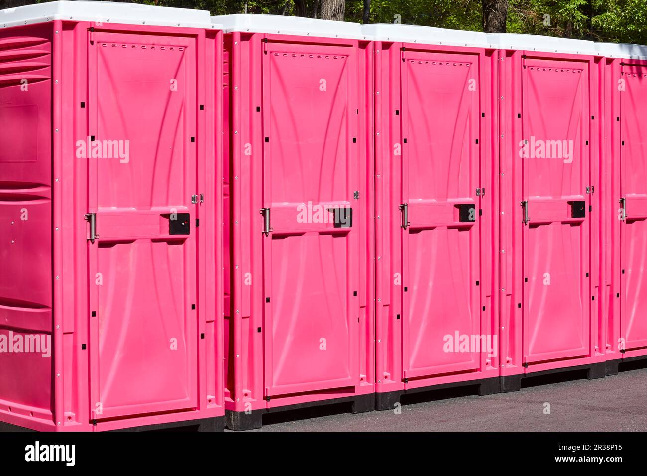 Portable wc. Public mobile toilet in the street. Transportable latrine